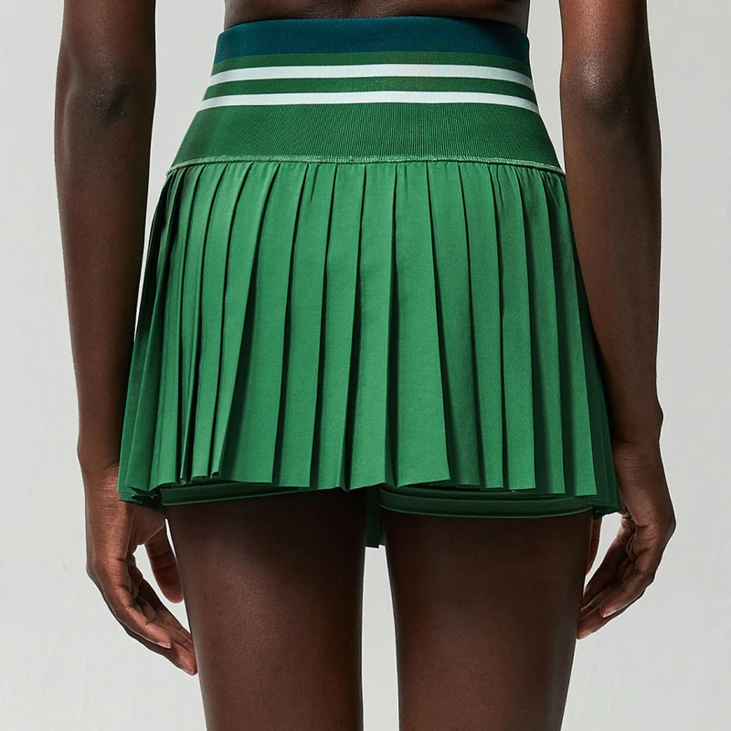 Falda de tenis plisada para mujer, falda de verano de Color sólido de cintura alta para Yoga y correr, ropa deportiva corta 2 en 1 con bolsillo para gimnasio, ropa de entrenamiento