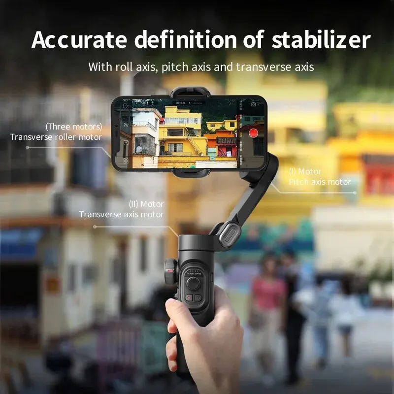 AOCHUAN Estabilizador de cardán portátil de 3 ejes SmartXE para teléfono inteligente para iPhone Android AI Seguimiento facial TikTok Vlog