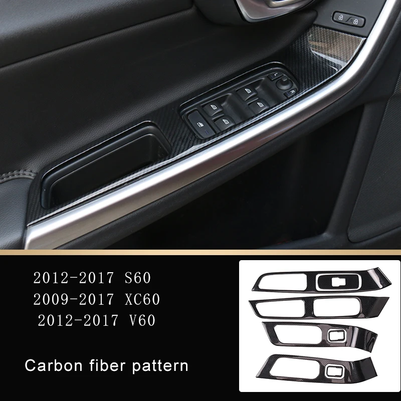 Reposabrazos de puerta de acero inoxidable, Panel de botones elevador de vidrio, cubierta decorativa para Volvo XC60 S60 V60, pegatina de accesorios para coche