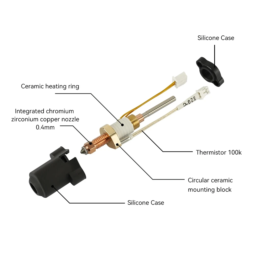 Kit de Bloque de Calentamiento Cerámico para Creality K1C K1 Max, Piezas de Impresora 3D, Kit de Boquillas de Cambio Rápido, Resistencia al Calor del Hotend