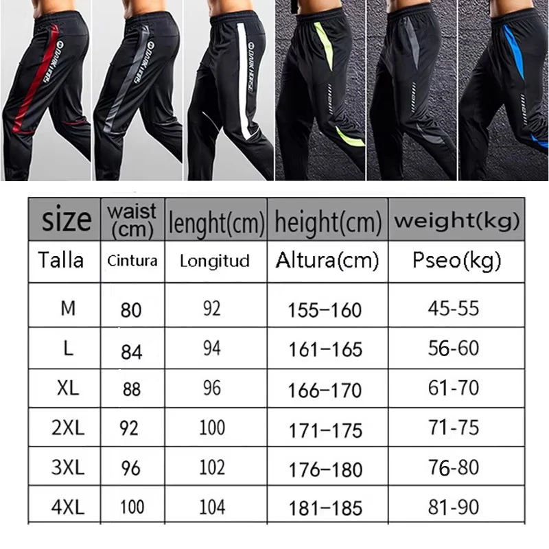 Pantalones deportivos para hombre, pantalones para correr con bolsillos con cremallera, entrenamiento de fútbol, pantalones deportivos para correr, mallas deportivas de fútbol, pantalones de chándal