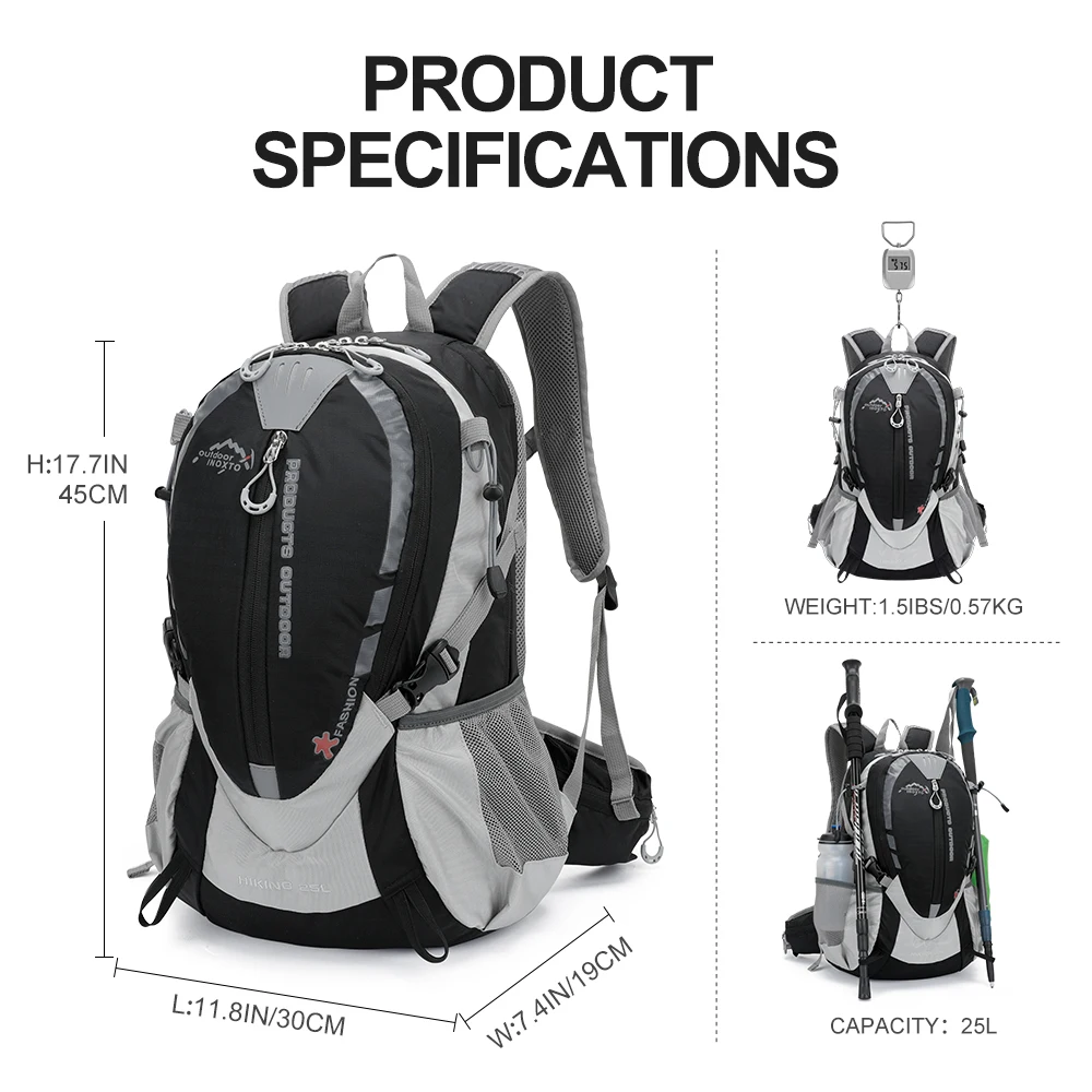 Mochila hidratante para montañismo de 25L, mochila para correr, ciclismo, bicicleta y motocicleta, senderismo en maratón con bolsa de agua de 2L