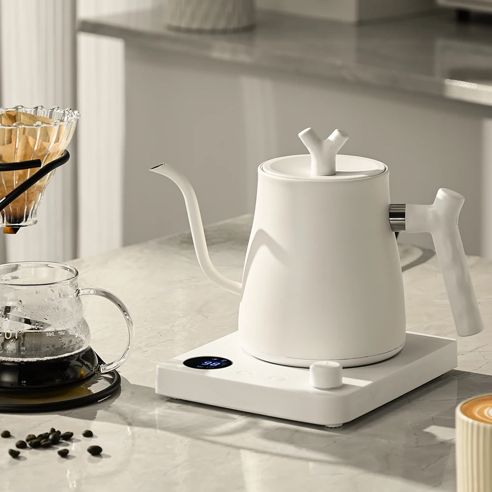 Tetera eléctrica con cuello de cisne de 1000W, cafetera de acero inoxidable 304 de 1000ml, pantalla LED de temperatura inteligente para café y té