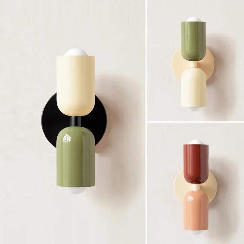 Lámpara de Pared Colorida para Dormitorio, Lámpara de Pared Nórdica para Sala de Estar, Pasillo, Habitación Infantil, Lámpara de Decoración de Interiores para el Hogar Estilo Macaron