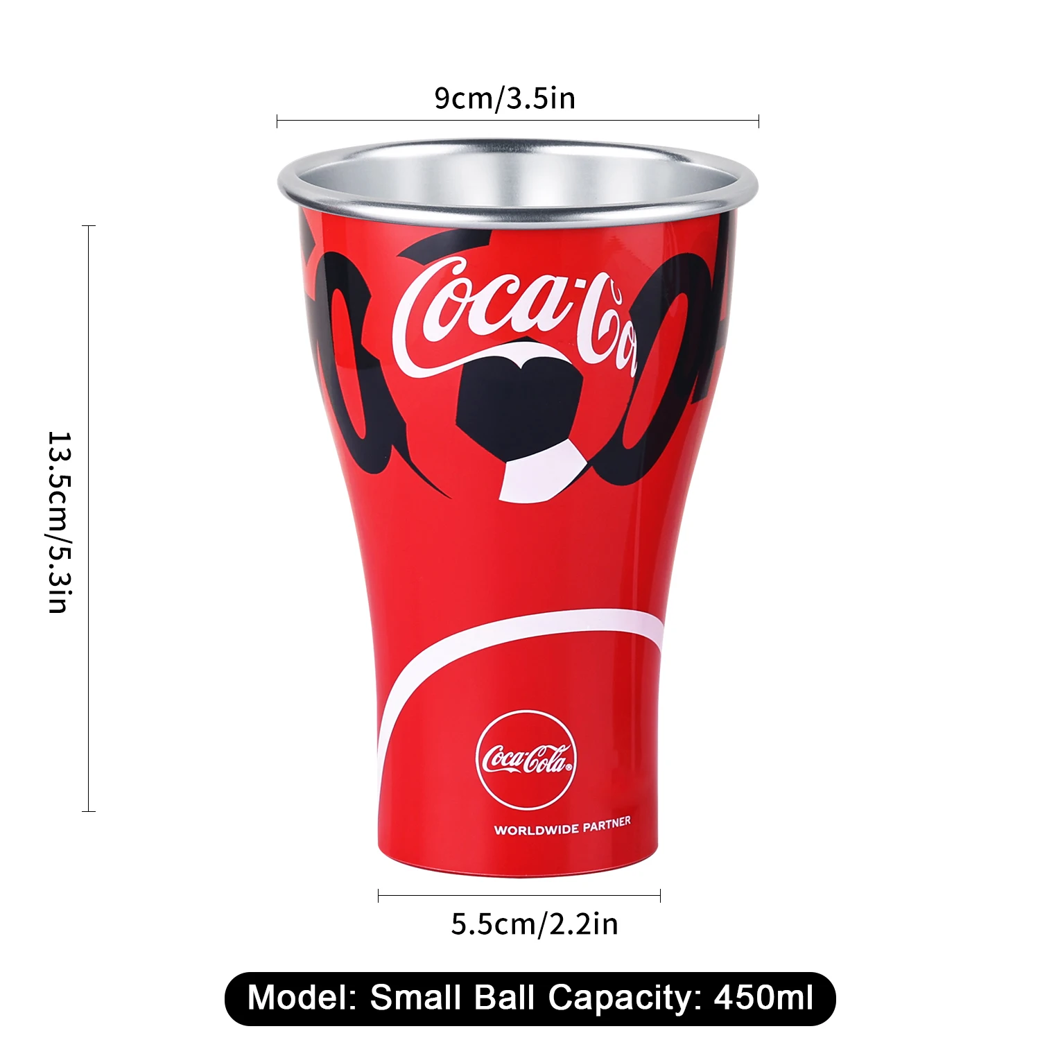 Tazas de Cerveza de Aluminio con Forma de Balón de Fútbol para Bebidas Frías, 450 ml, Reutilizables, para Cola, Cerveza, Agua, Jugo, Uso en Exteriores, Campamentos y Fiestas