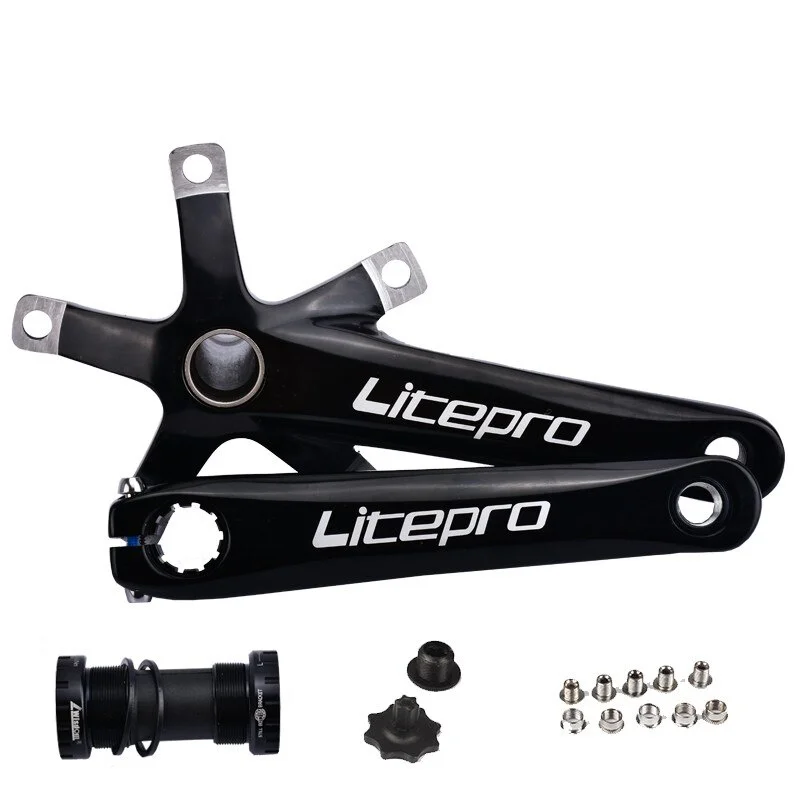 Liteproelite-platos y bielas para bicicleta de montaña, juego de bielas de aleación de aluminio, 5 trinquetes, 130mm, para bicicleta plegable Brompton
