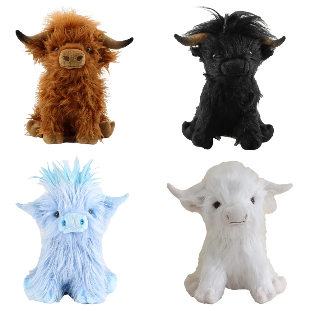 25cm simulación Kyloe crema vaca de las tierras altas Animal de peluche de juguete suave relleno vaca de las tierras altas Cattlle Plushie regalo de cumpleaños para niños niñas