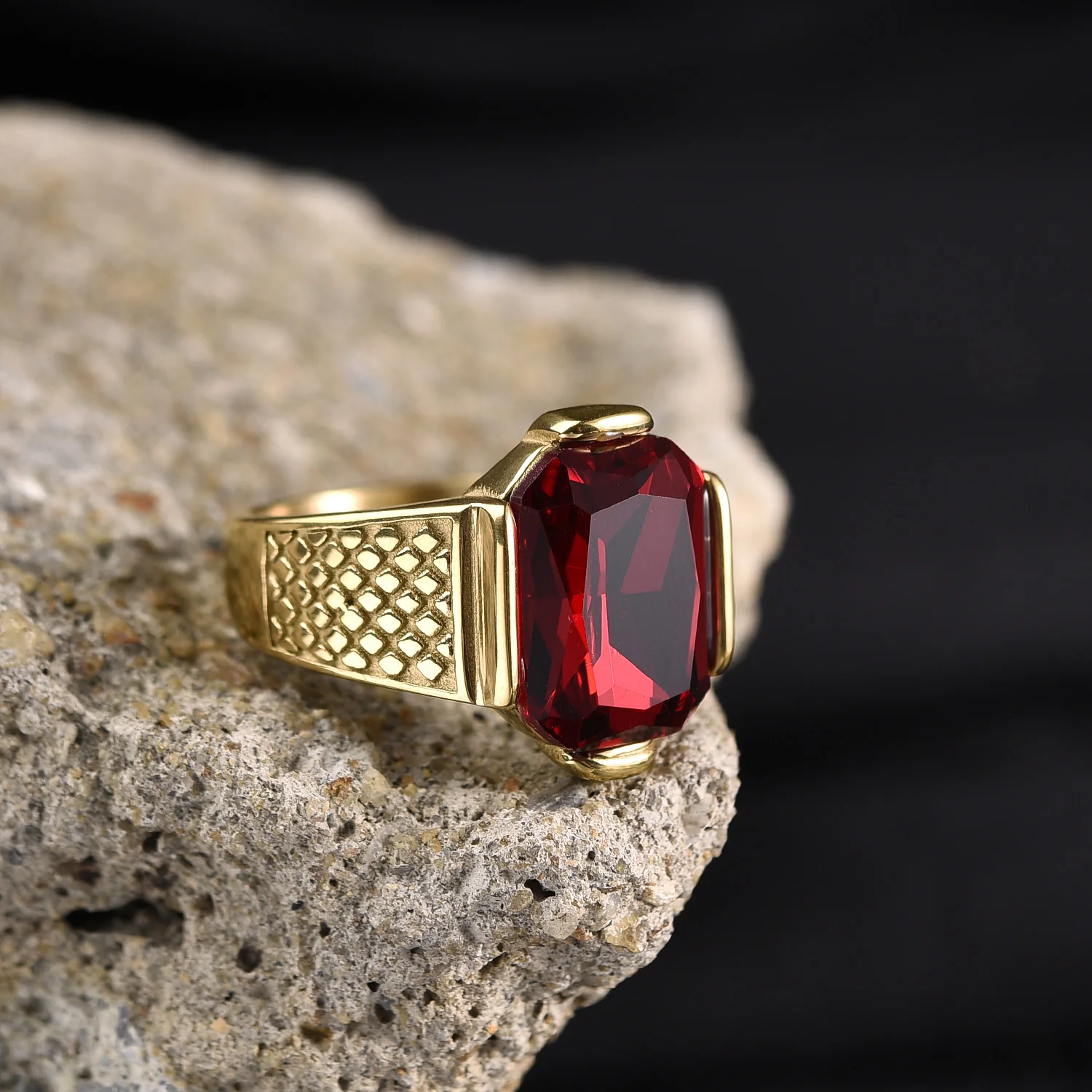 R3351g Anillo de joyería con piedras preciosas de acero inoxidable vintage de alta calidad para hombre