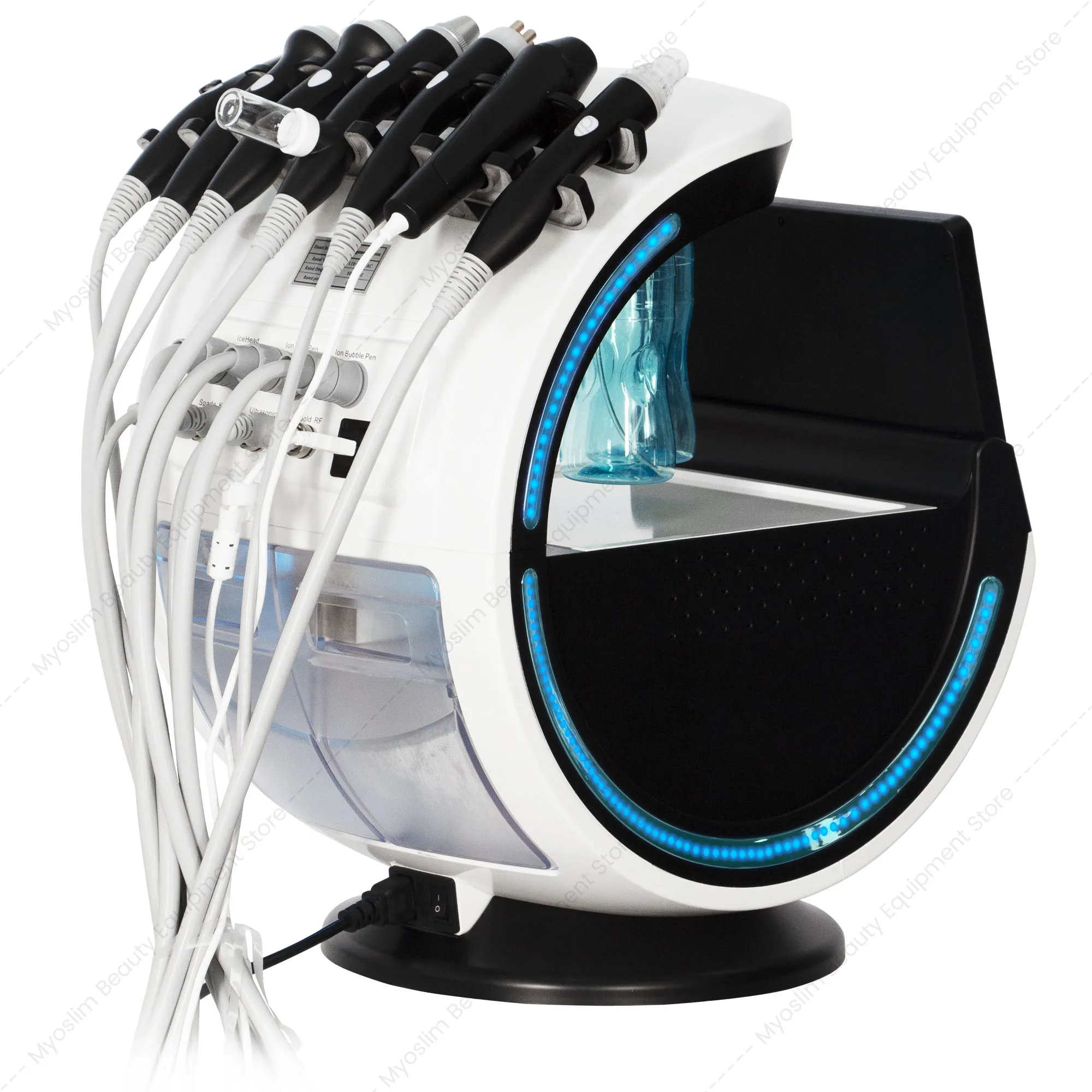Máquina facial profesional 7 en 1 para hidrodermoabrasión con oxígeno, dispositivo de belleza Aquafacial para rejuvenecimiento de la piel con analizador de piel facial