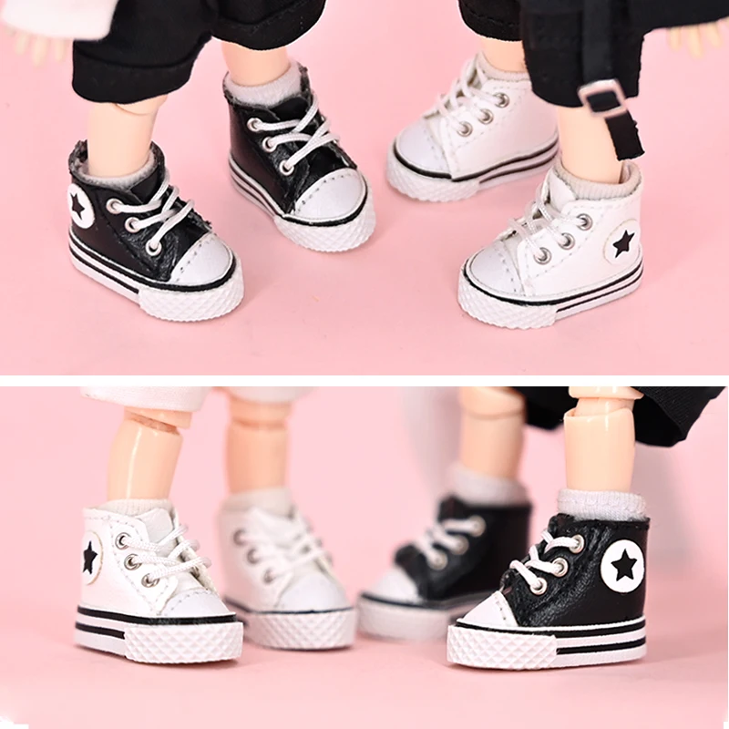 Ob11 Zapatos de muñeca de cuero con forma de estrella, zapatos informales de tacón alto con cordones para Penny, Ob11, Obitsu 11, Holala, Gcs, 1/12bjd