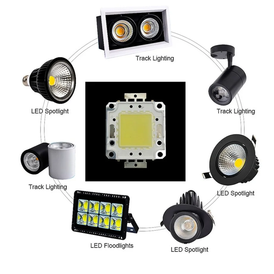 Módulo LED COB de 10/20/30/50/70/100W DC 12V 36V, Chip LED, Diodos, Lámpara, Bombilla para Exteriores, Foco, Jardín, Luces Integradas