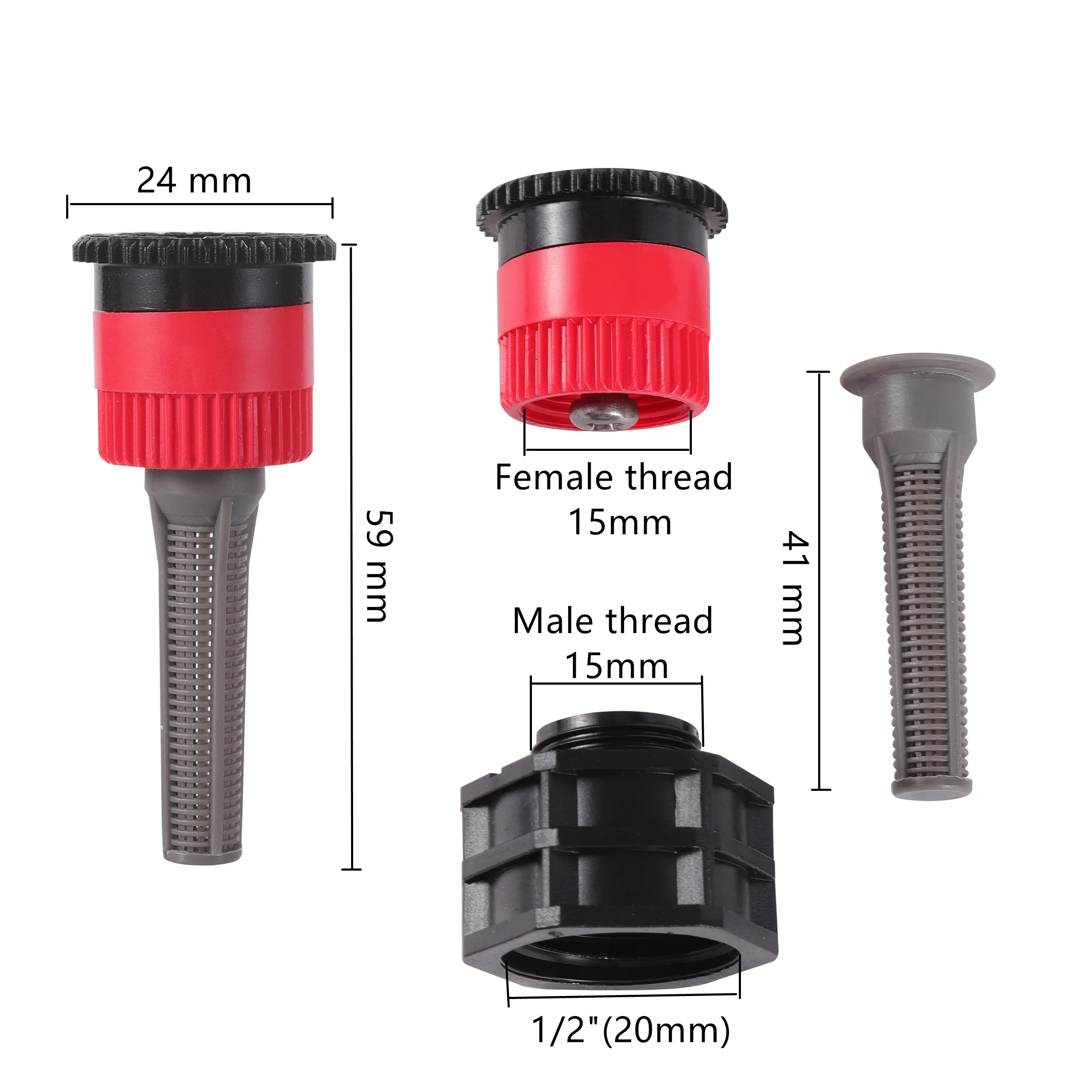 Boquilla difusora giratoria ajustable de 0 ~ 360 grados, aspersor emergente para jardín, césped, granja, accesorios de conexión de rosca hembra de 1/2 ", 1 unidad