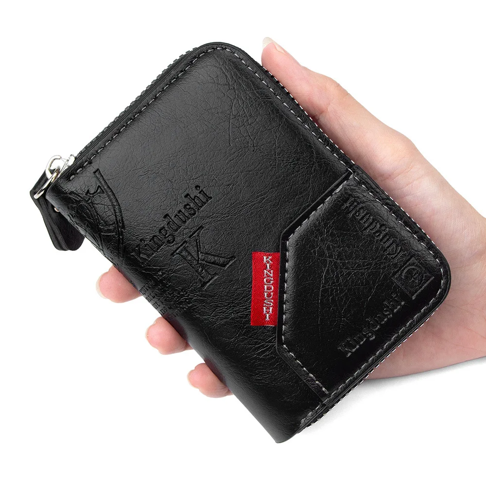 Cartera Delgada Vintage Homefish con Cierre y Bloqueo RFID, 11 Ranuras para Tarjetas, Estilo Retro, Regalo para Hombres y Mujeres
