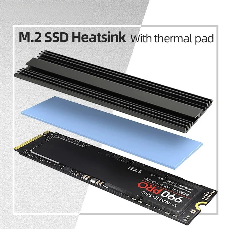 Disipador de Calor LDPCSJ M.2 SSD, Radiador de Aluminio para Disco Duro de Estado Sólido M2 2280 con Almohadilla Térmica de Silicona, para PS5, PC de Escritorio, NGFF, NVME