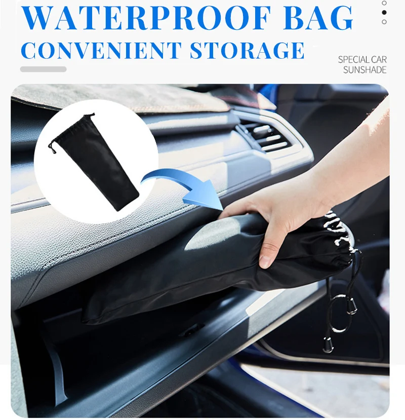 Parasol Delantero para Coche con Anillo de Sujeción, Sombrilla para Parabrisas, Visera de Protección Solar de Verano, Cubiertas para el Interior del Coche, Suministros de Refrigeración