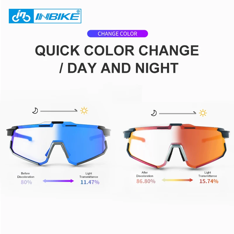 INBIKE-gafas de sol fotocromáticas para ciclismo, lentes profesionales para montar en bicicleta de carretera, a prueba de viento, gafas de arena para hombre