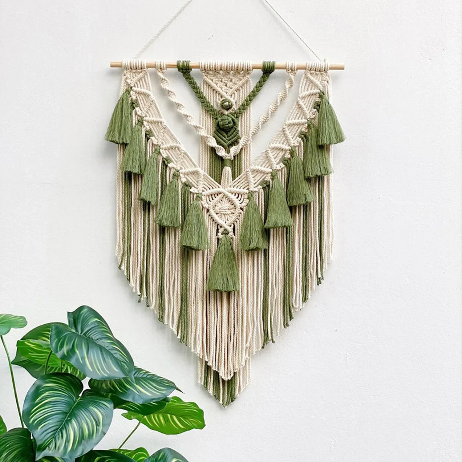 Macramé tejido para colgar en la pared, decoración artística bohemia elegante para el hogar, hermoso tapiz decorativo para apartamento, dormitorio y habitación
