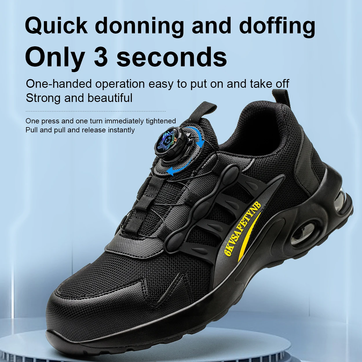 Zapatos de seguridad con botón giratorio para hombre, zapatillas de trabajo con punta de acero, zapatos indestructibles, botas de trabajo a prueba de pinchazos, zapatos de seguridad con cojín de aire