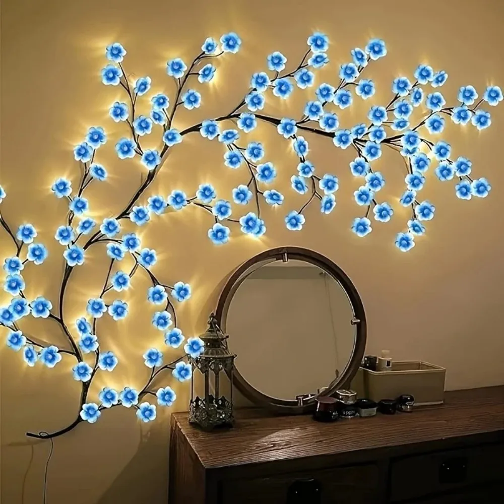 1 unidad de luces LED para árbol de cerezo de 72/96/144 LED, lámpara de rama de flor artificial LED regulable con alimentación USB para dormitorio, bodas y fiestas