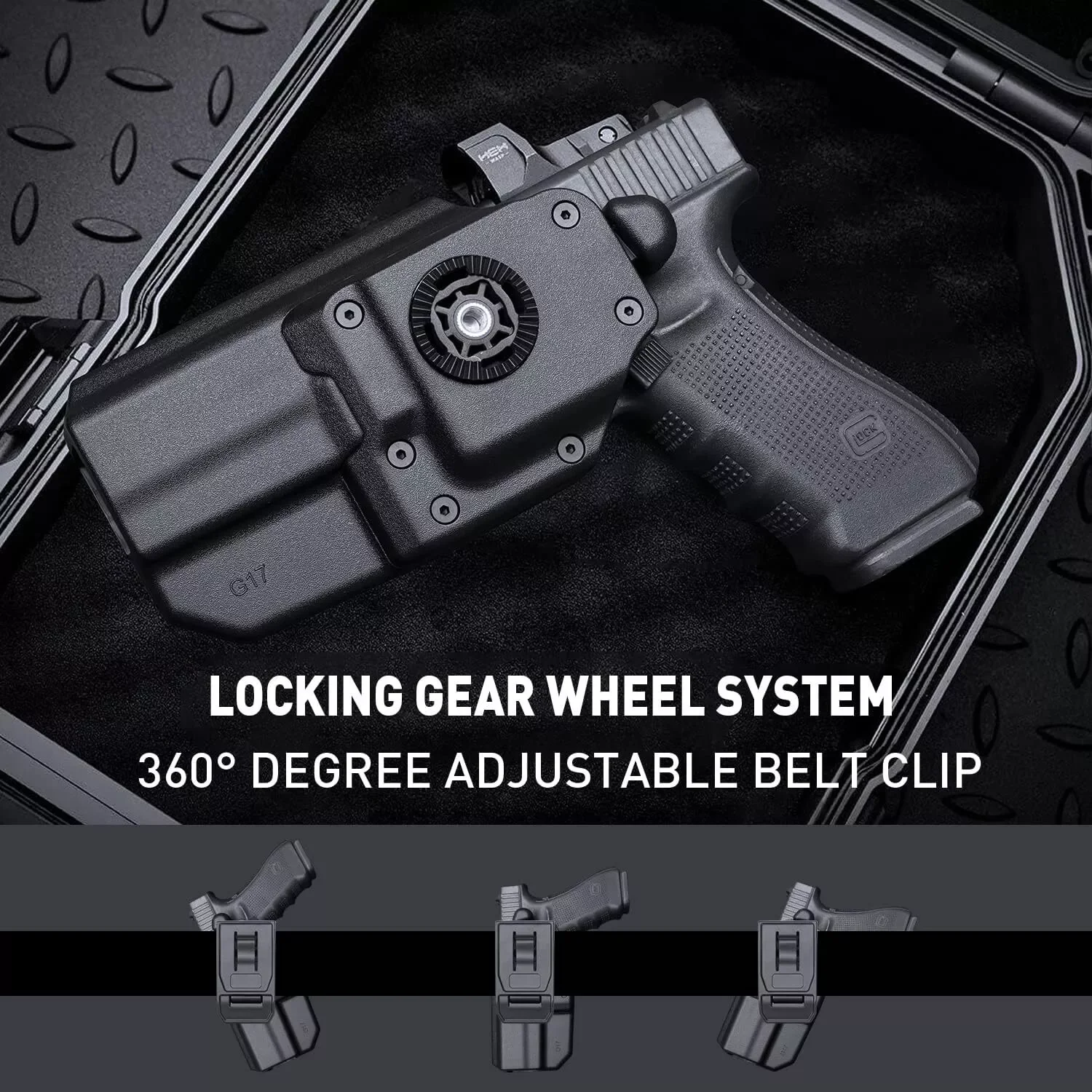 Funda para Pistola G17 (Gen 1-5) y G22/31 (Gen 3-4), con Liberación de Pulgar OWB y Corte Óptico, para Mano Derecha