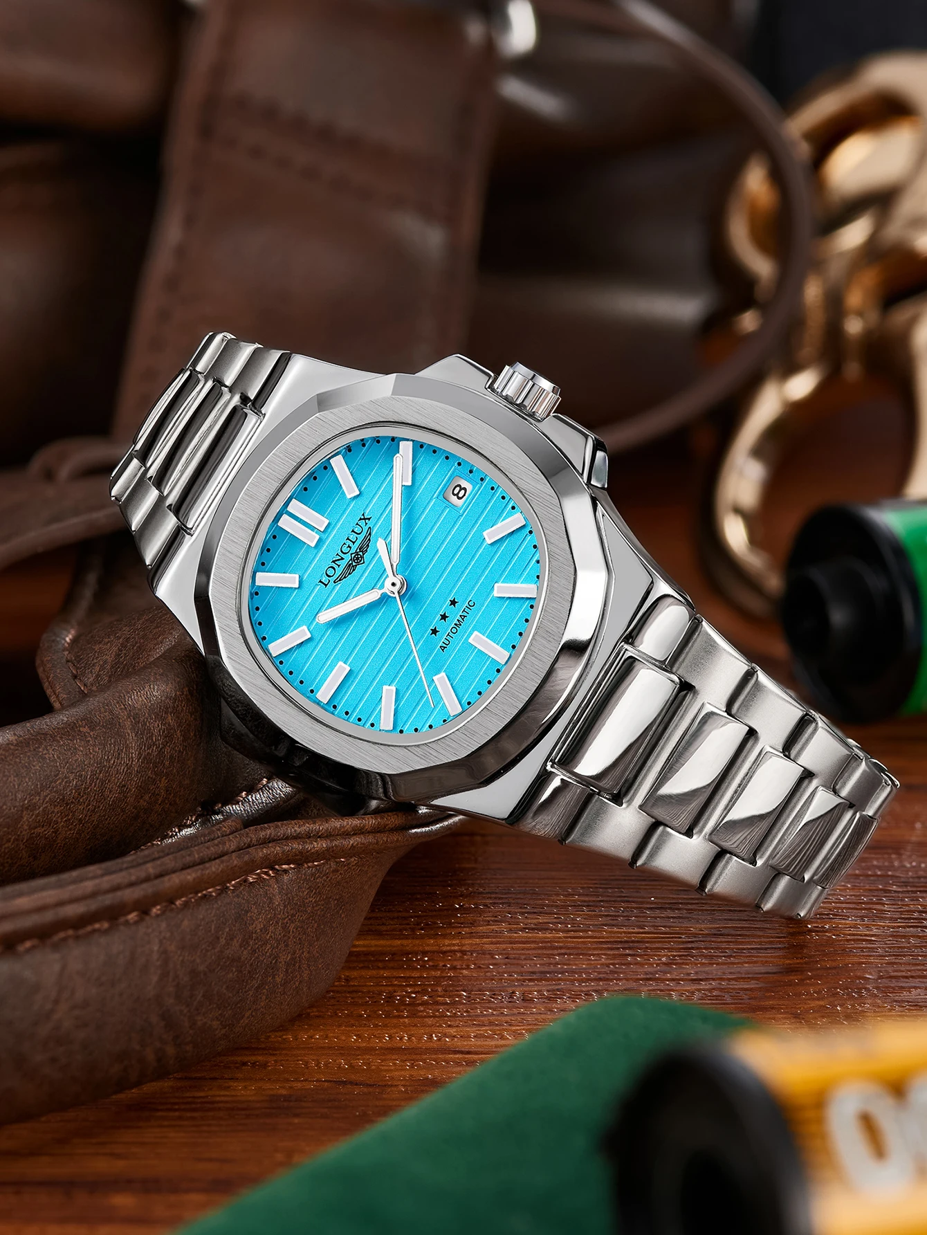 Reloj automático para hombre, con fecha, mecanismo de cuerda manual, resistente al agua, de acero inoxidable, con indicadores luminiscentes, reloj de lujo para hombre, ideal como regalo para tu pareja.