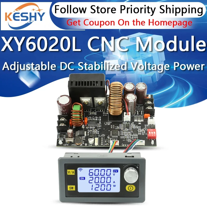 XY6020L CNC Placa Base de fuente de alimentación de voltaje estabilizado de corriente continua ajustable Módulo reductor de corriente y voltaje constante