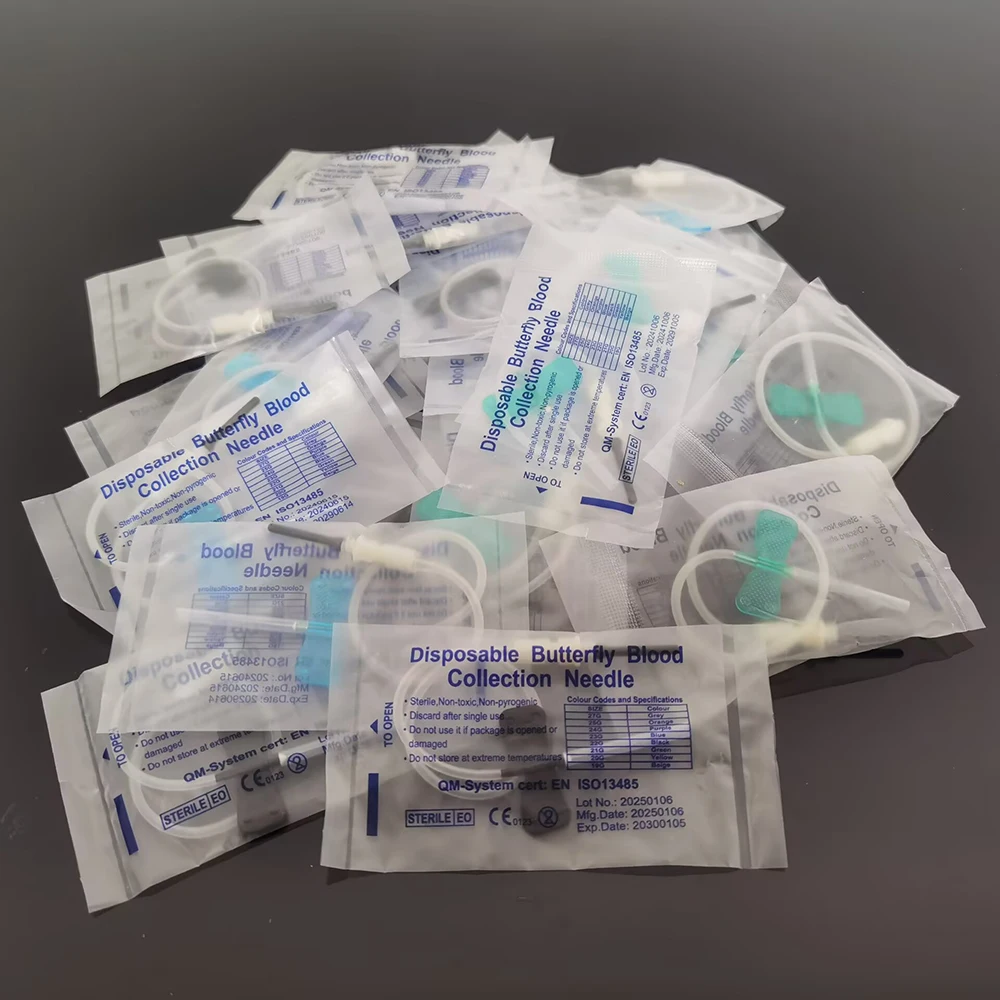 500 Agujas Desechables para Extracción de Sangre Tipo Mariposa, Agujas de Doble Ala para Recolección de Sangre, Cuidado de Mascotas, Gatos, Perros, Animales