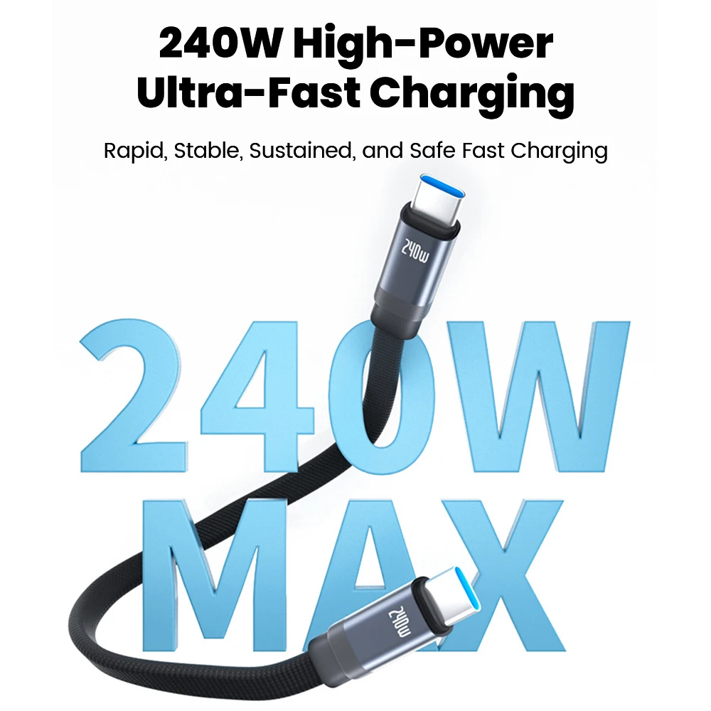 Cable USB C Magnético Corto de 20CM, Mini Cable de Datos Trenzado de Carga Rápida de 240W para iPhone 15 16 17, Cable de Tipo C a Tipo C para Samsung