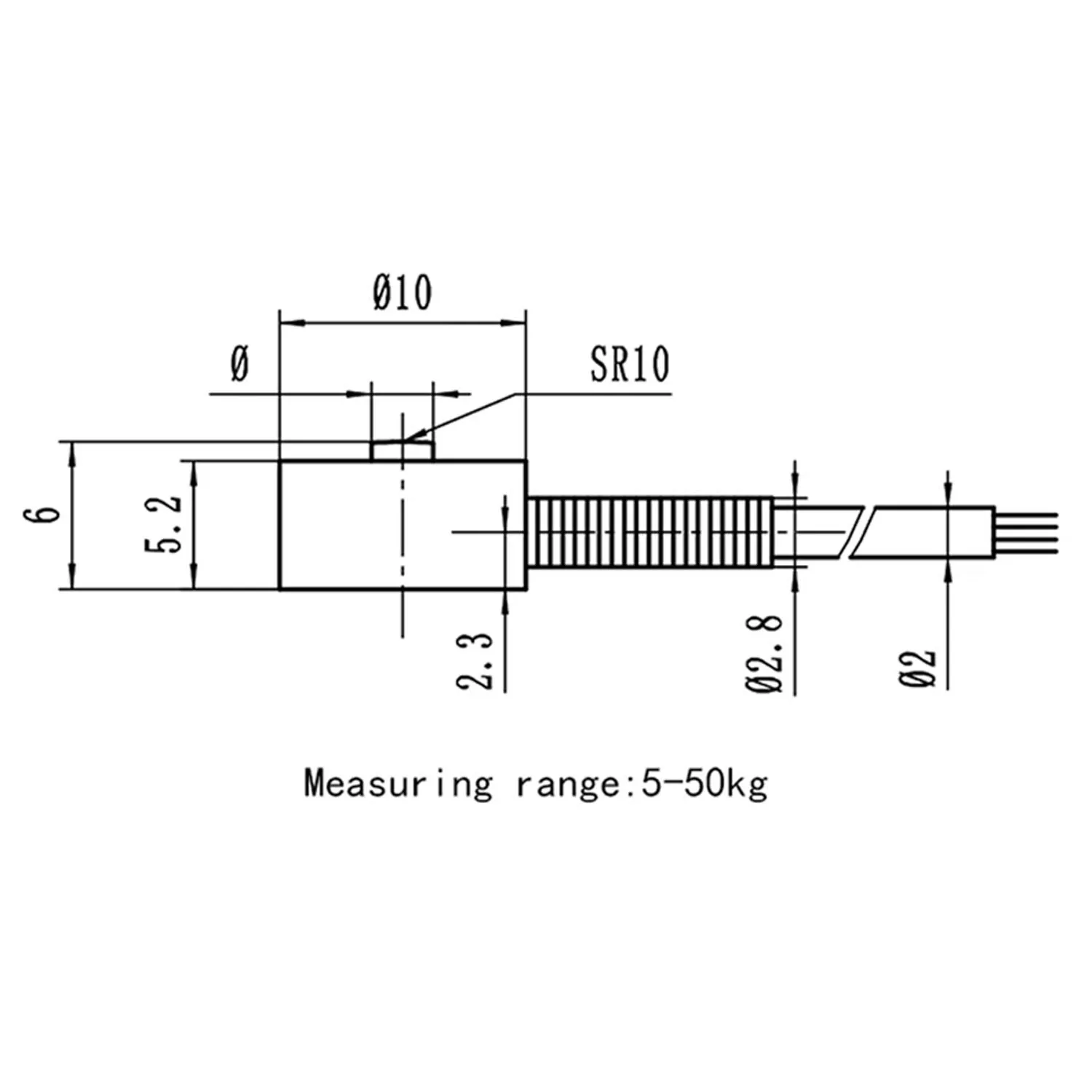 Célula de Carga Micro de 5kg, 10kg, 20kg, 30kg, 50kg, Sensor de Presión de Compresión en Miniatura, Transductor de Fuerza de Acero Inoxidable de 10mm