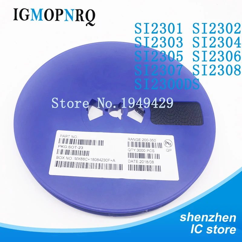 3000 unids/lote SI2301 A1SHB SI2302 A2SHB SI2303 A3SHB SI2304 A4SHB SI2305 A5SHB SI2306 A6SHB SI2307 A7SHB SI2308 SI2300DS SOT-23