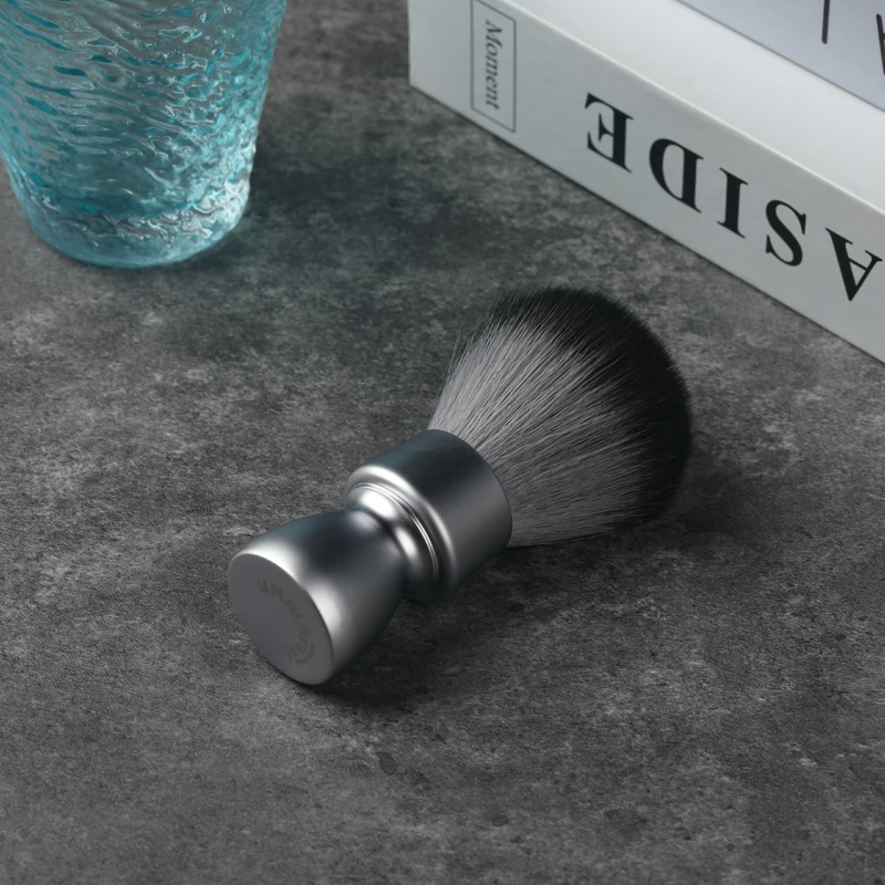 YAQI-brocha de afeitar con mango de Metal pesado para hombre, pelo sintético Timber Wolf, con nudo de esmoquin