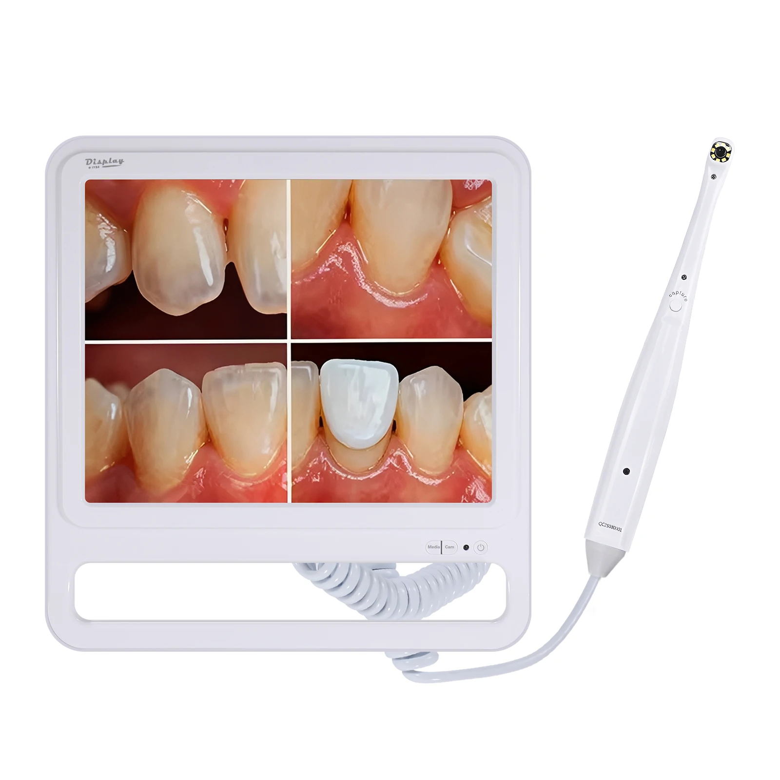 Cámara intraoral dental inalámbrica WiFi HD lente macro de 8 LED + Monitor de pantalla LCD de 17 pulgadas lado de la silla