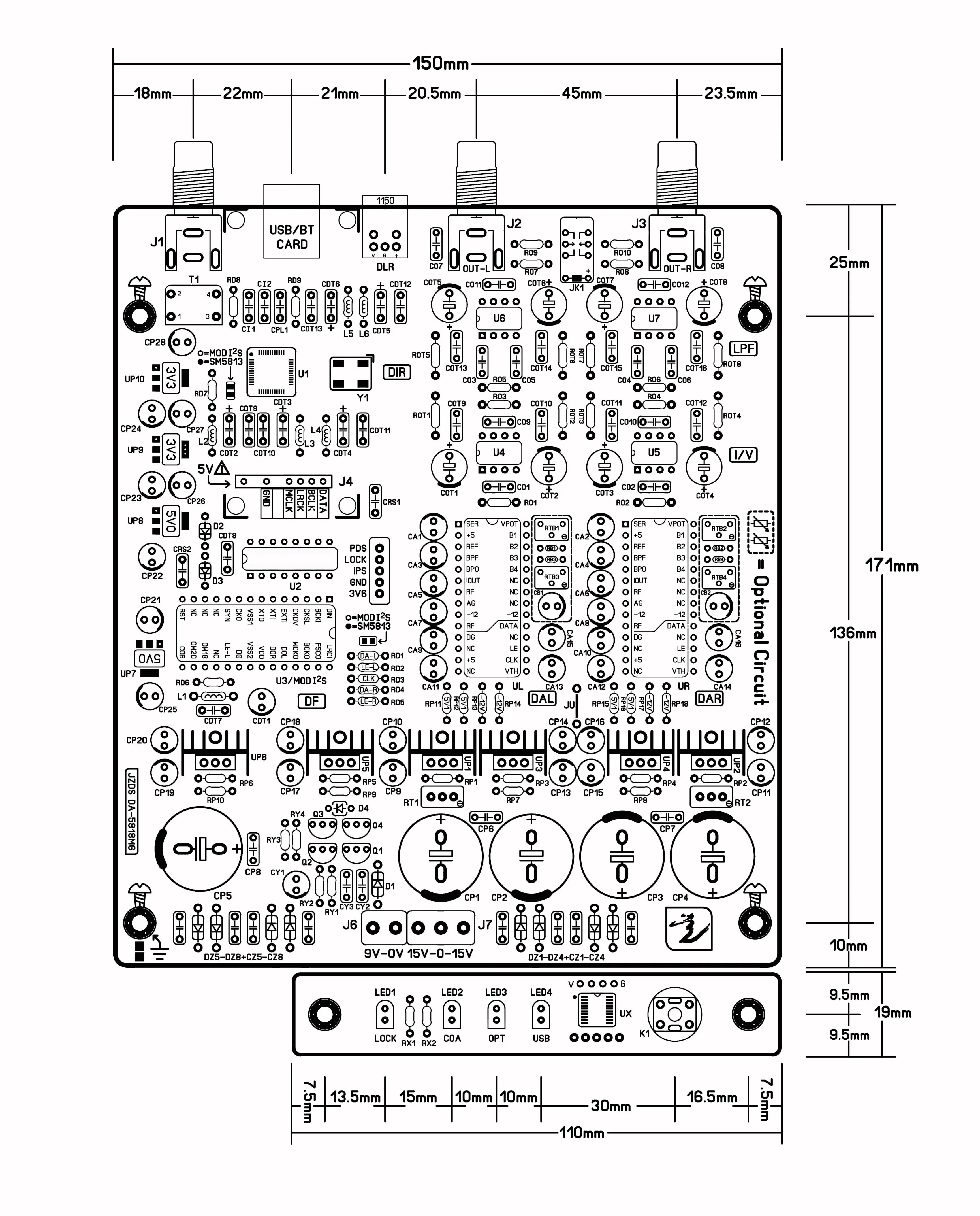 Placa decodificadora PCM58 USB Bluetooth AK4118 fibra Coaxial 192K24bit R2R DAC Chip