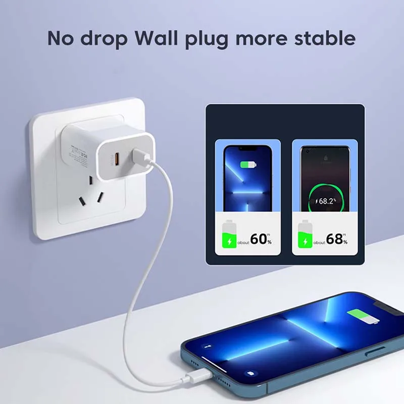 Cargador rápido de 40W tipo C adaptador de cargador de carga rápida PD de doble puerto para iPhone 15 14 Samsung S23 Xiaomi 10A Cable USB C a USB C
