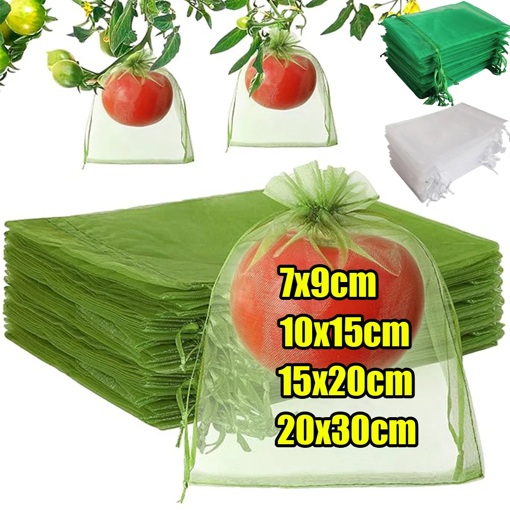 50-300 Uds. Bolsas de malla protectora para frutas, bolsas de protección para uvas, bolsas de malla antipájaros para jardín, cubierta de malla para plantas y vegetales