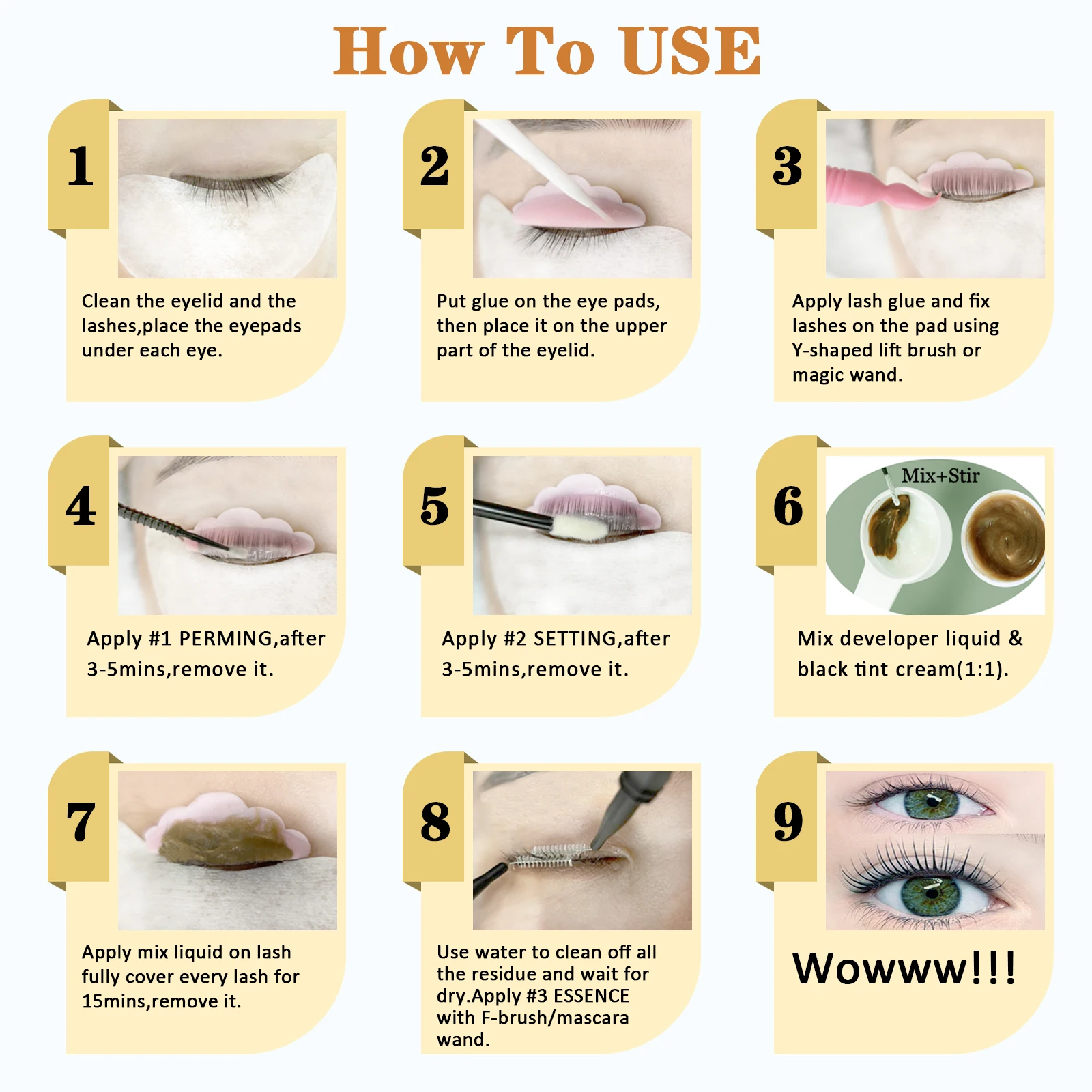 Lomansa-Kit de tinte y levantamiento de pestañas 4 en 1, Kit de laminación de cejas de elevación de pestañas instantánea y completa, tinte rápido de cejas y herramientas de maquillaje voluminosas