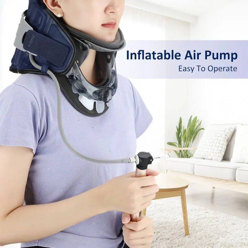 Dispositivo de tracción Cervical inflable, Collar de corrección de columna vertebral ajustable, bomba de aire, soporte de estiramiento del cuello, Brace, alivio del dolor