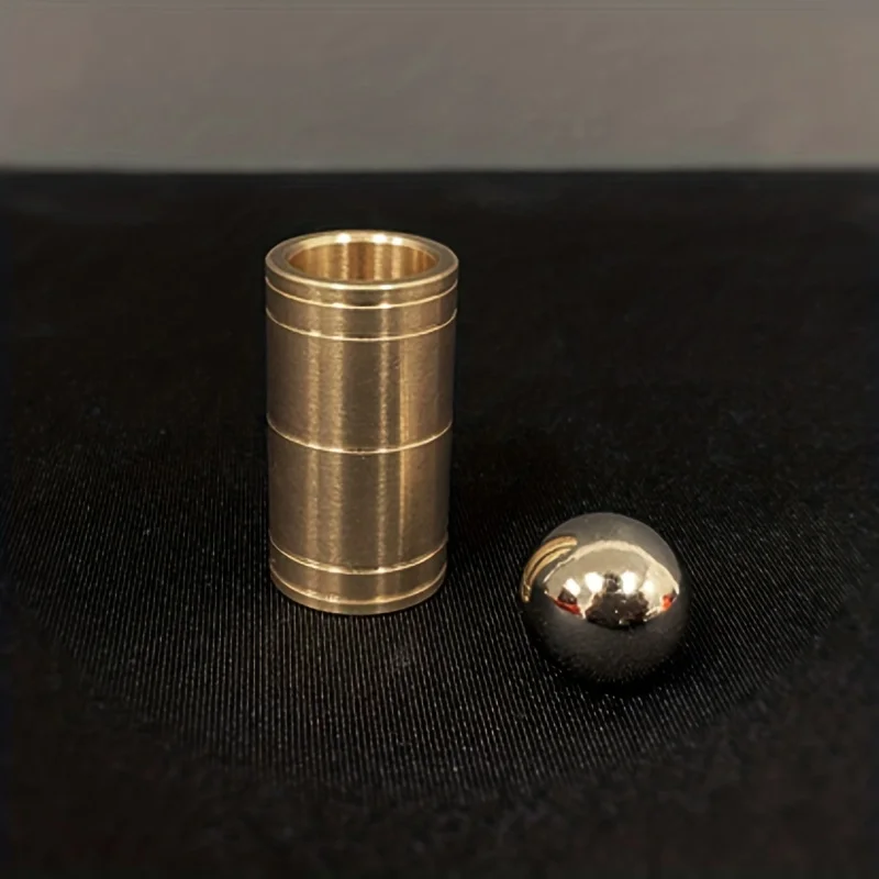 Bola y tubo misterio (latón), trucos de magia de primer plano, ilusiones, truco, pelotas mágicas divertidas, levantar caídas, escenario, mago, juguetes