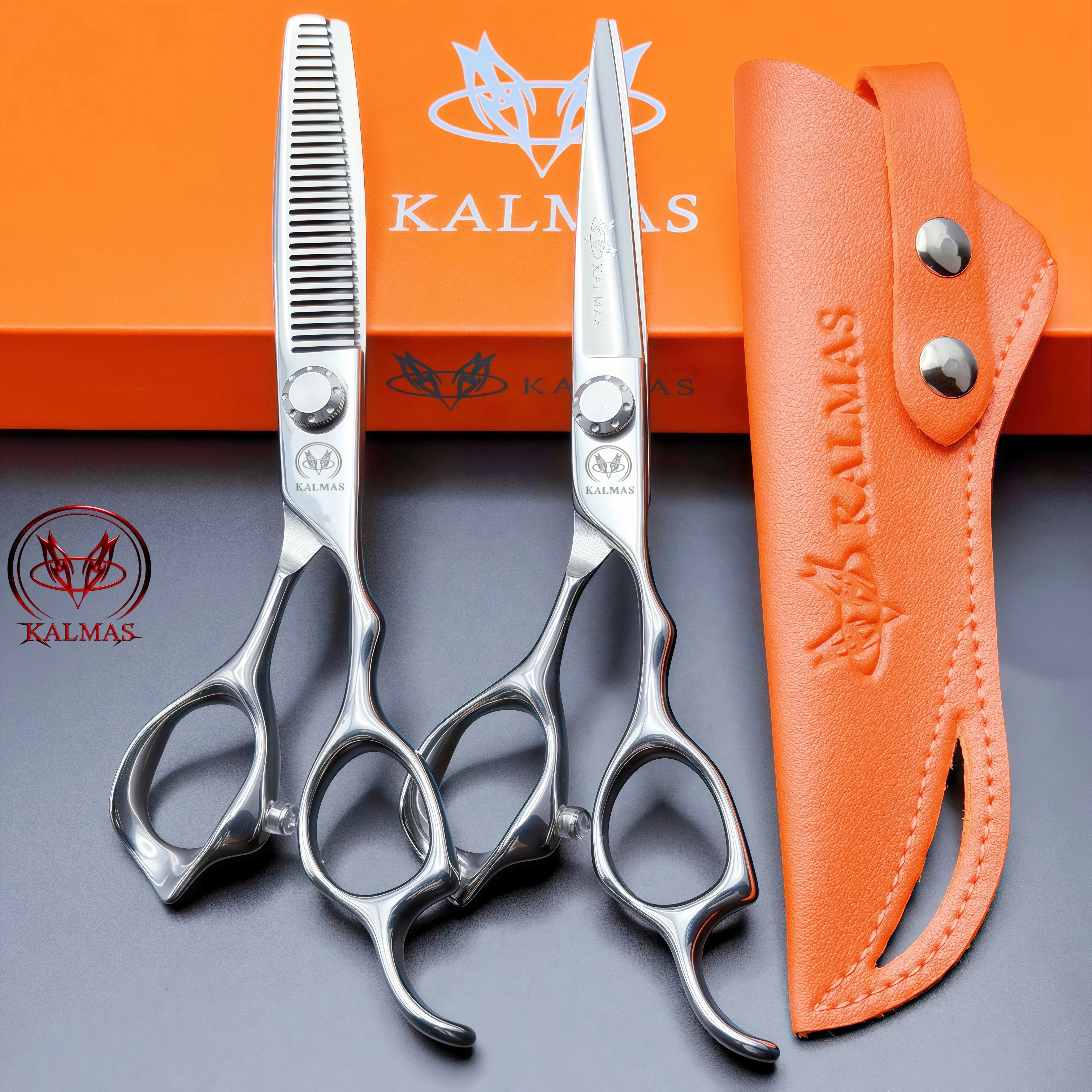 KALMAS - Cortapelos Profesionales de Acero VG10, Tijeras de Entresacar para el Cabello, Cortapelos para el Hogar
