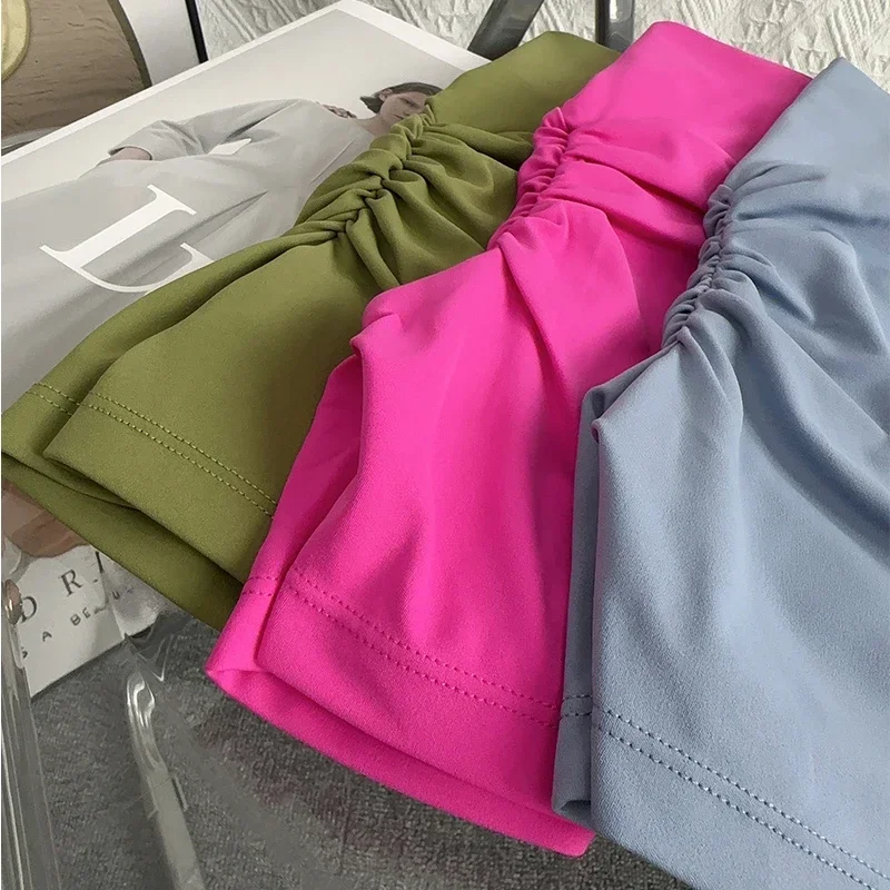 Pantalones cortos de Yoga sin costuras de cintura alta de Color sólido, mallas deportivas transpirables de secado rápido para ciclismo, pantalones cortos deportivos para correr