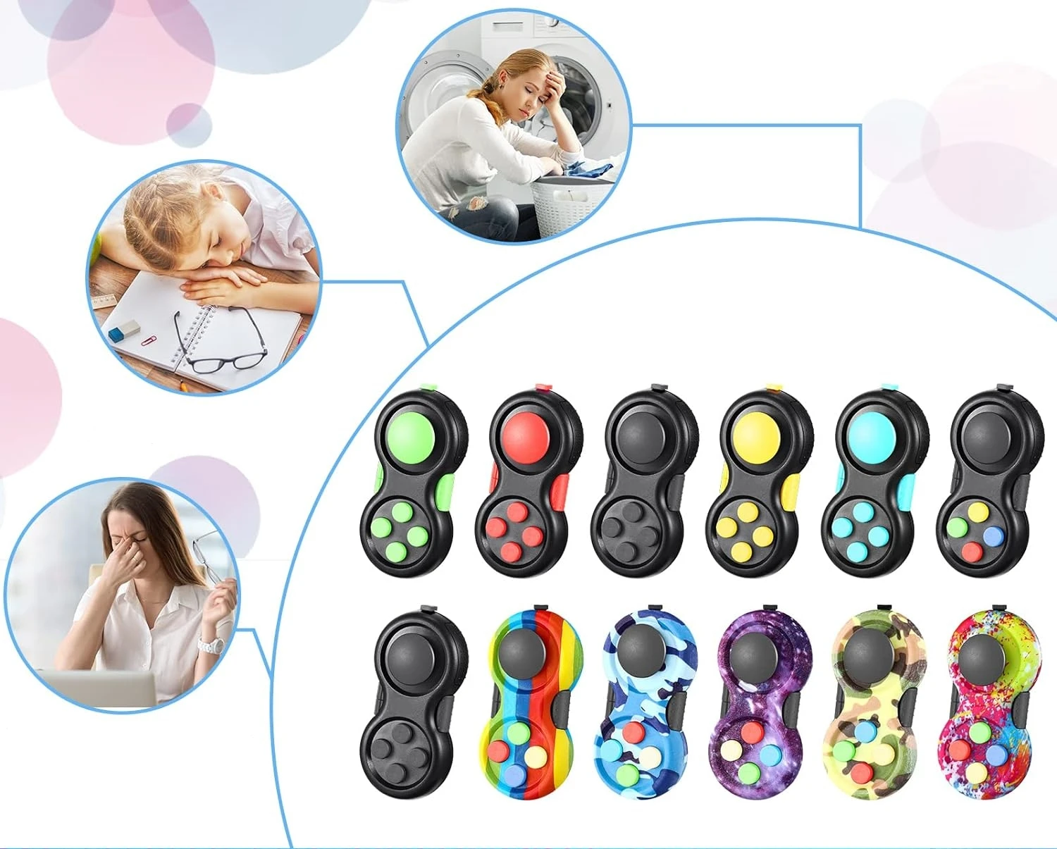 Fidget Pad Retro clásico controlador de Fidget portátil controlador de juego divertido Fidget Pad Packs juguetes clásicos