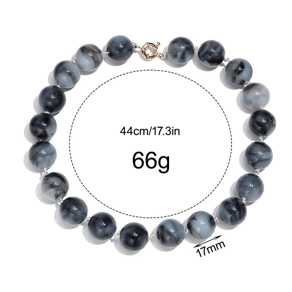 Gargantilla de cuentas redondas grandes Multicolor a la moda para mujer, collares de nudo hechos a mano con cuentas geométricas acrílicas, regalos de joyería