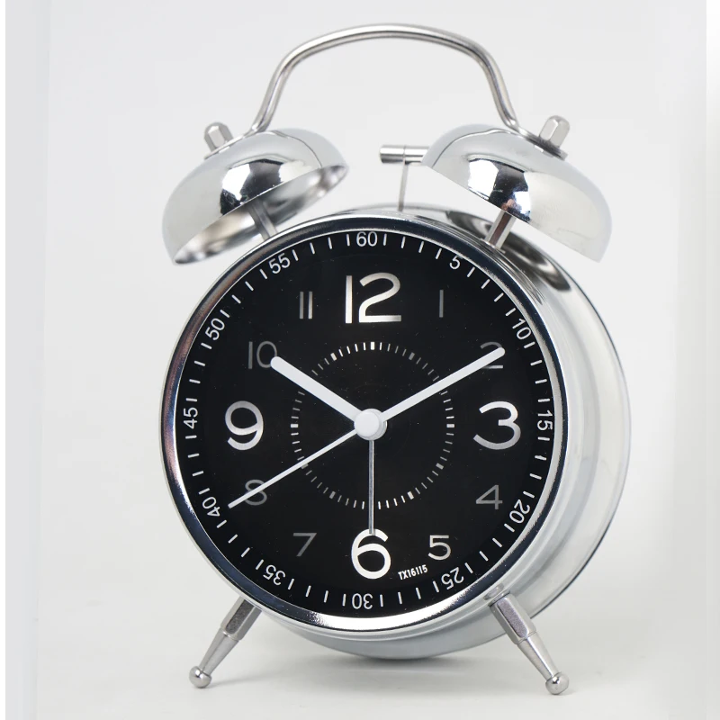 Reloj despertador pequeño para estudiantes de arte del hierro, reloj de mesa silencioso a la moda para niños, reloj de cuarzo con puntero luminoso creativo de escritorio