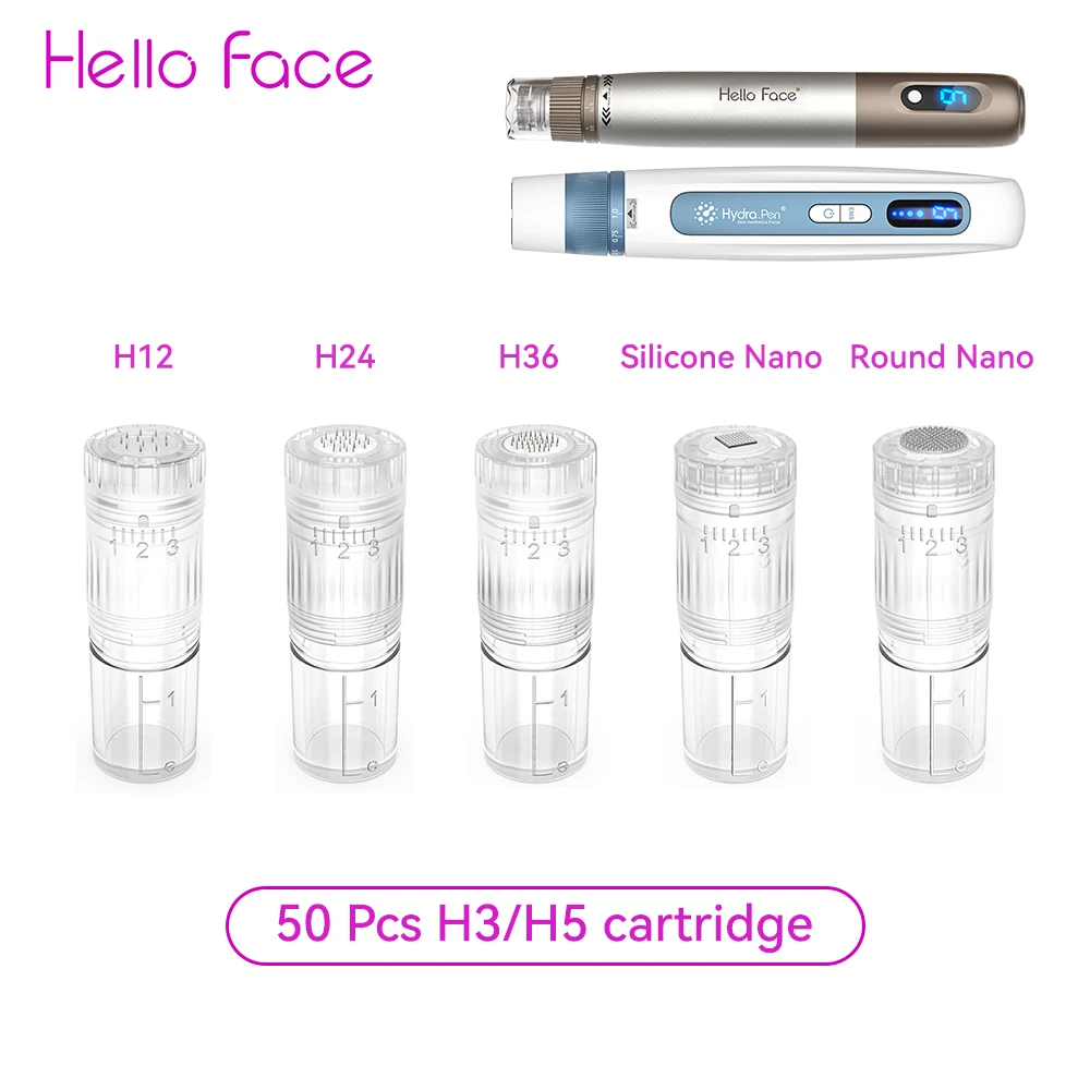 Cartucho de Agujas Hello Face H3 H5, 50 Unidades, Aguja de 12 Pines, Chip de Silicona Nano-HR, Punta Nano, Longitud de la Aguja 0.25 mm