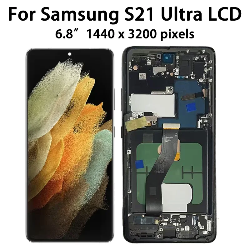 6,8 "Super AMOLED para Samsung S21 Ultra 5G G998 G998U pantalla táctil digitalizador para Samsung S21Ultra G998B LCD