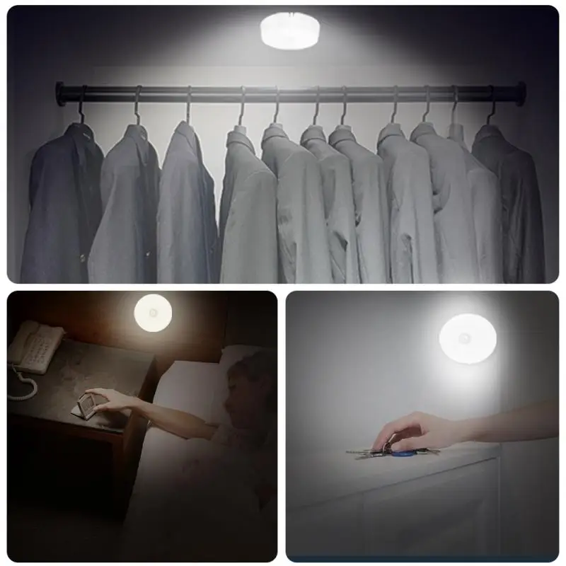 Luz LED con Sensor de Movimiento, Luz Nocturna Inalámbrica, Luz Debajo del Gabinete, Lámpara de Armario, Lámpara Inteligente de Inducción Corporal para Montar en la Pared, Decoración del Hogar