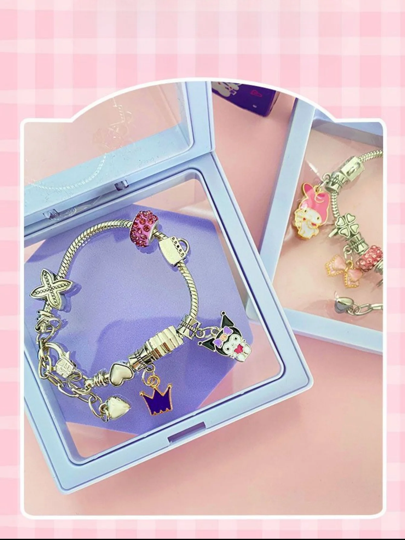 1 pieza de accesorios de cuentas de cadena de moda para mujer, con diseño de personajes de dibujos animados Kawaii y adorables como Cinnamoroll, Melody y Kuromi, para decoración de fiestas.