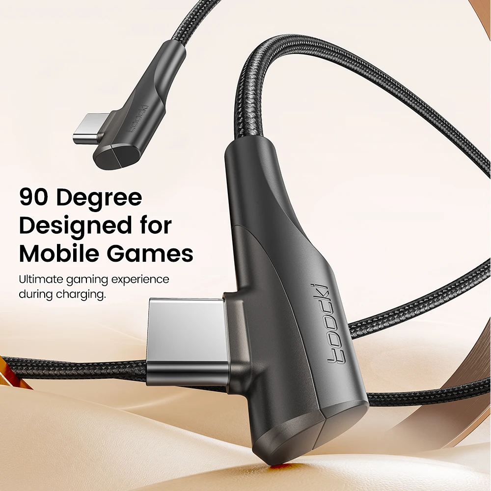 Toocki PD 60W 100W USB tipo C Calbe cable de datos de doble codo de 90 grados para Huawei Xiaomi 13 Samsung S23 Realme 5A cable de carga rápida