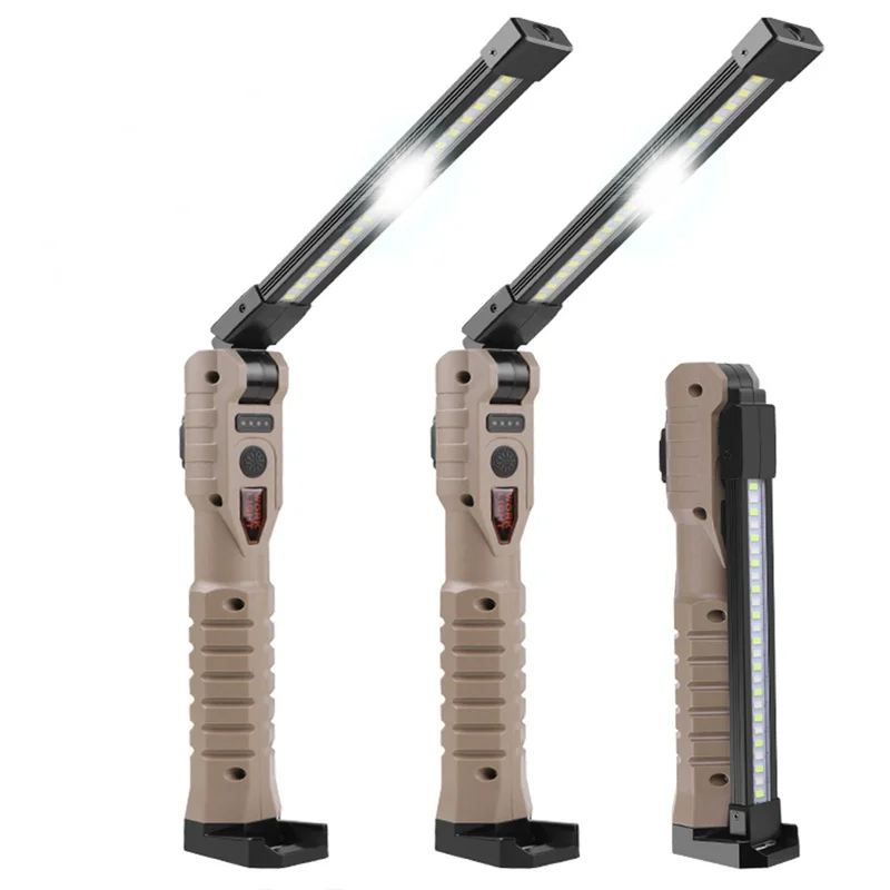 Luz de trabajo LED recargable por USB, linterna COB de 1000 lúmenes con indicador de capacidad de energía, linterna con mango para reparación de automóviles al aire libre