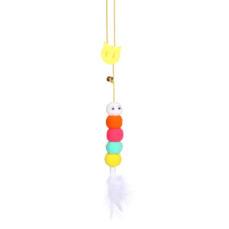 Juguete de simulación para gato, cuerda para rascar, pluma divertida para gatito, juego interactivo, puerta colgante retráctil, suministros para mascotas